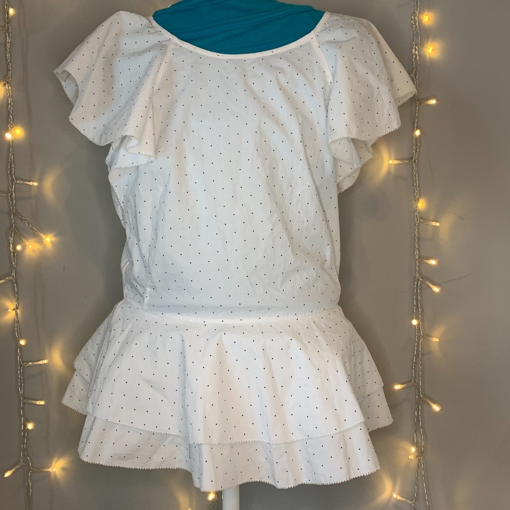 Joie White Peplum Top w/ Black Polkadots NWT - Picture 3 of 8